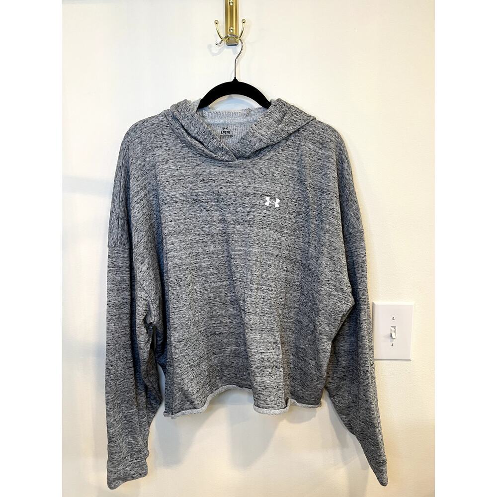 Under Armour Cropped Hoodie Gray Lightweight Sweatshirt Large